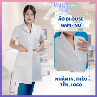 Áo blouse, áo bác sĩ tay dài thân dài nam/nữ dược sĩ, dài tay nam, nữ cho bệnh viện , phòng khám, bác sĩ, dược sĩ, spa