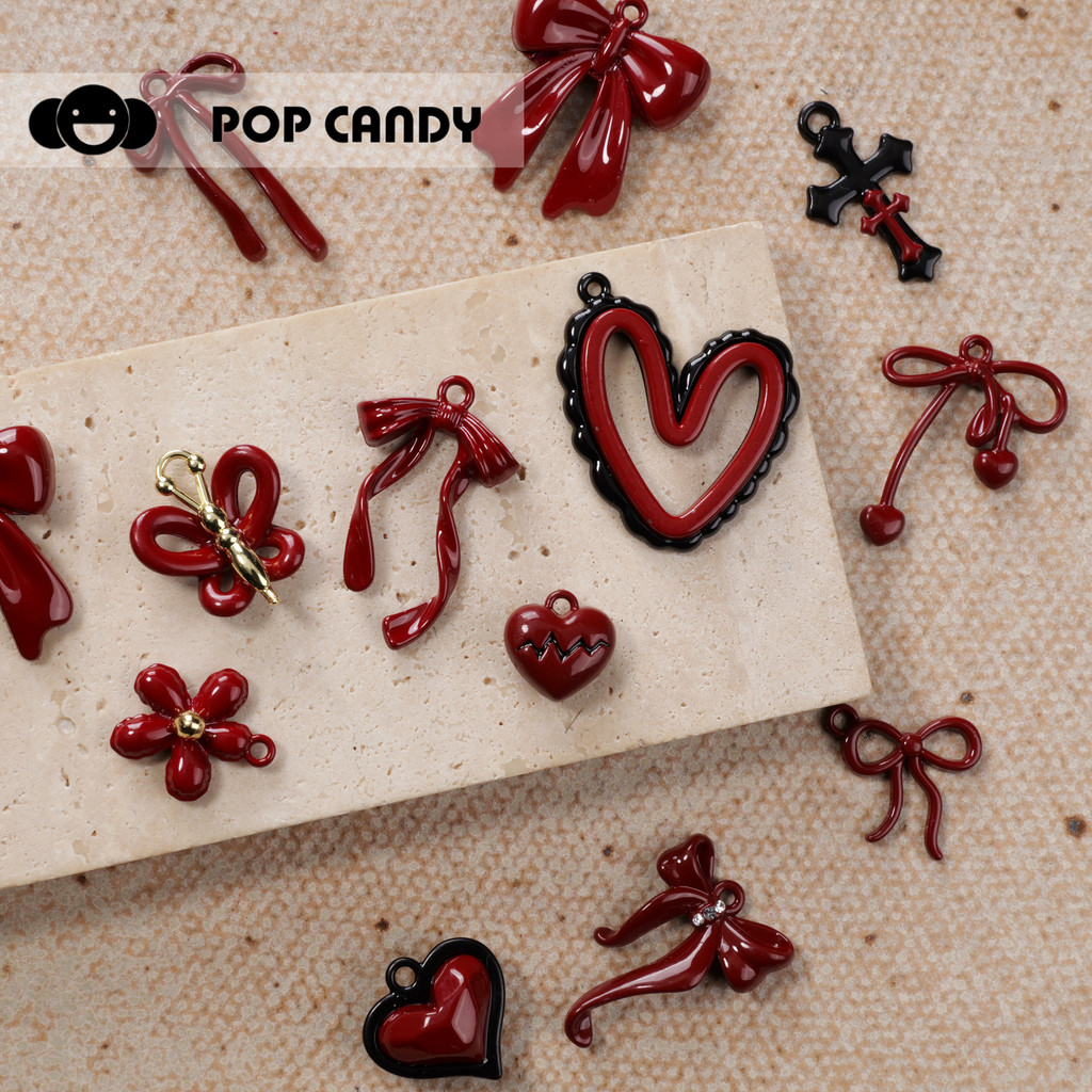 Ancora Wine Red Series DIY hợp kim Bowknot nhỏ mặt dây chuyền tự làm bằng tay vòng cổ tai phụ kiện đính cườm