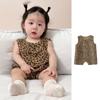 Mùa Hè Mới Quần Áo Cho Bé Trai Và Bé Gái Không Tay Body 0-24 Tháng Thoáng Khí Thoải Mái Siêu Dễ Thương In Hình Da Báo Liền Quần