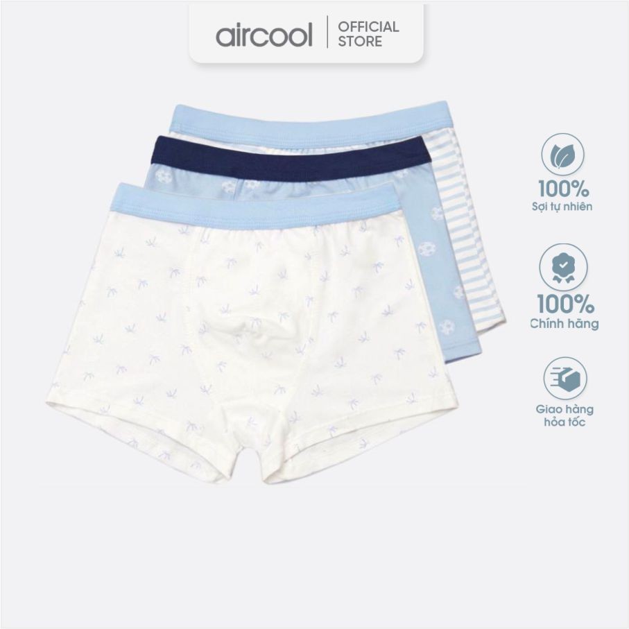 Sét 3 quần lót đùi bé trai Aircool sợi cotton cao cấp mềm mát thoáng cho bé-QLBT01