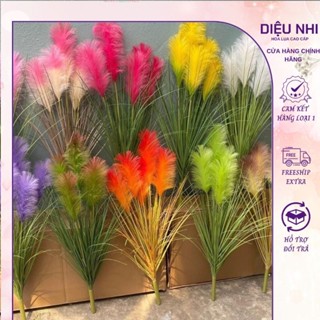 Cành cỏ lau 5 bông 1m trang trí _Hoa nhân tạo