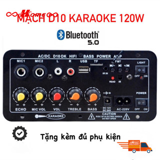  Mạch loa D10 Bluetooth 5.0 hát Karaoke công suất lớn 120w 12V 24V 220V lắp loa kéo chế loa 