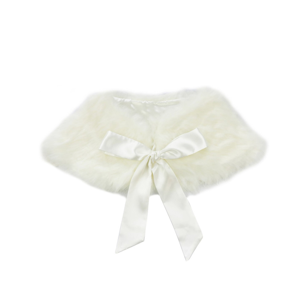 Sinleey Bé Gái Lông Thú Giả Bolero Shrug Áo Khoác Công Chúa Mũi Phụ Kiện