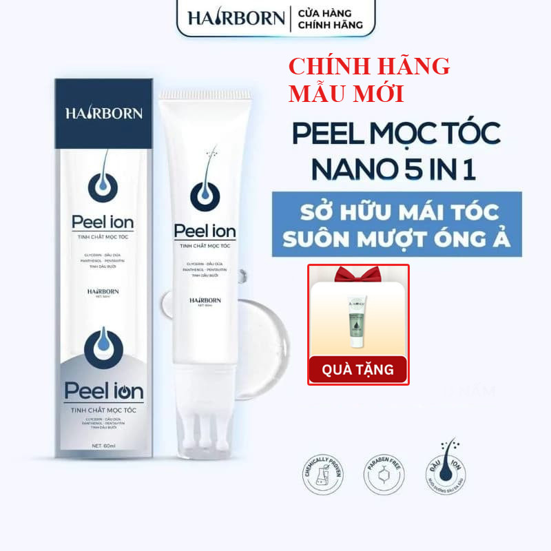 (Tặng Quà) Lăn Mọc Tóc Mocha Hairborn 60ml , Tinh Chất Mọc Tóc Công Nghệ Ion Nano 2 chiều , Peel Ion
