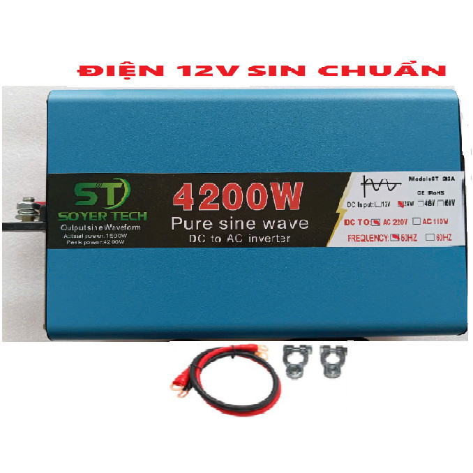 Bộ chuyển đổi điên 12v 4200W ST23 sang 220v - Sóng Sin chuẩn Inverter - Đổi điện sóng sin tinh khiết