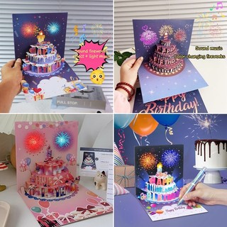 Thiệp chúc mừng âm nhạc 3D sáng tạo với thiệp chúc phúc hình bánh Quà tặng sinh nhật bạn bè