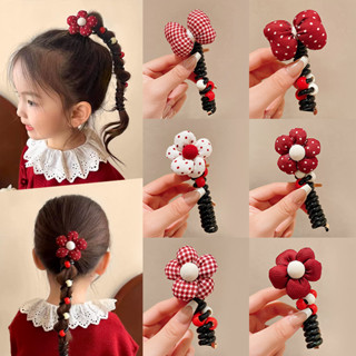 Dây Điện Thoại Dây Buộc Tóc Cho Trẻ Em Bé Gái Nơ Hoa Bong Bóng Bện Tóc Dây Lò Xo Cuộn Dây Tóc