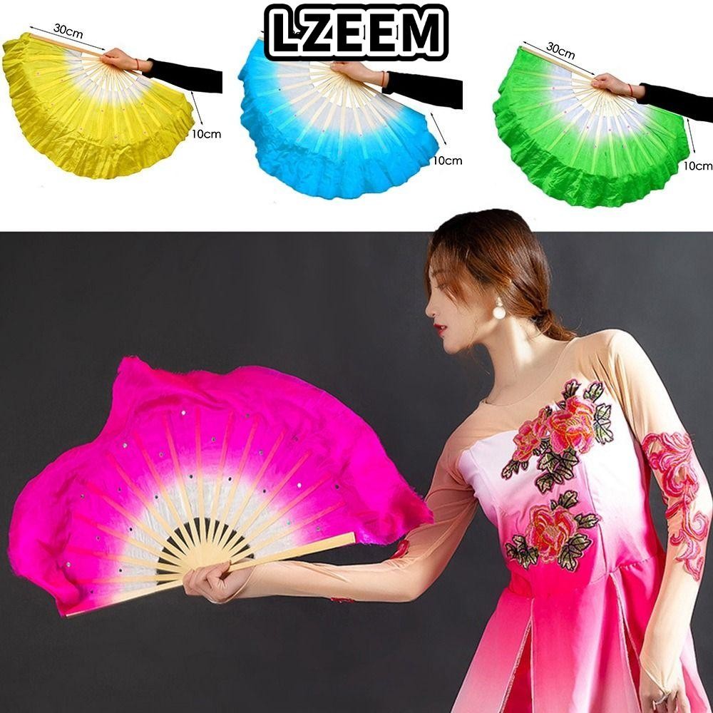 LZEEM Quạt Múa Bụng Bằng Lụa Rayon Dài 40cm