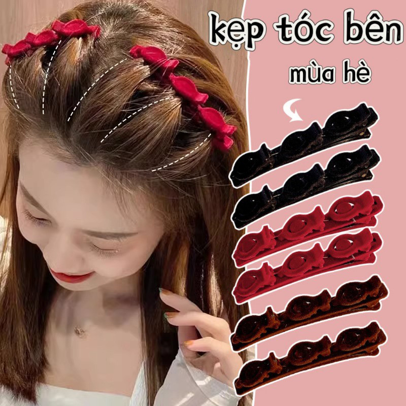 Ahellogirl Hàn Quốc Thời Trang Mới Hai Lớp Đổ Xô Tóc Nữ Ngọc Trai Bướm Kẹp Tóc