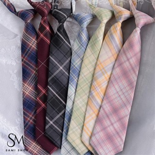 Cà Vạt kẻ nhiều màu - Caravat sọc kẻ thắt sẵn bản nhỏ 7cm điều chỉnh dây buộc cổ Samishop