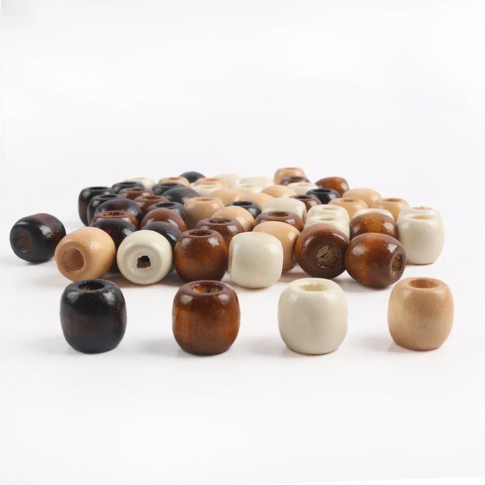 30 Chiếc 11X12 Mm Hạt Gỗ Tự Nhiên Lỗ Lớn Cho DIY Trang Sức Bao Bì Phụ Kiện May Mặc Thủ Công Với Dây 