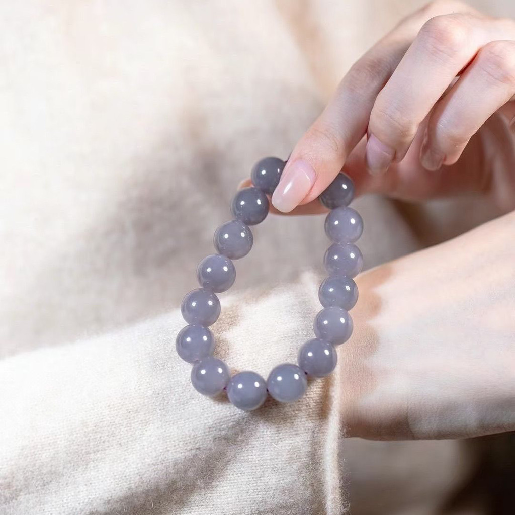 Vòng tay ngọc Hetian tự nhiên, vòng tay hạt khói đá cho nam và nữ, hạt tròn, vòng tay ngọc Hetian xa