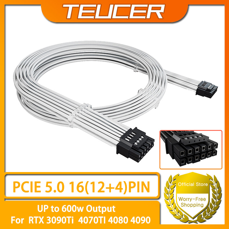 TEUCER PCI-E 5.0 GPU 730mm 16PIN Cáp 12 + 4 PIN 12VHPWR ATX 3.0 Cáp nguồn mô-đun cho RTX 3090Ti 4070