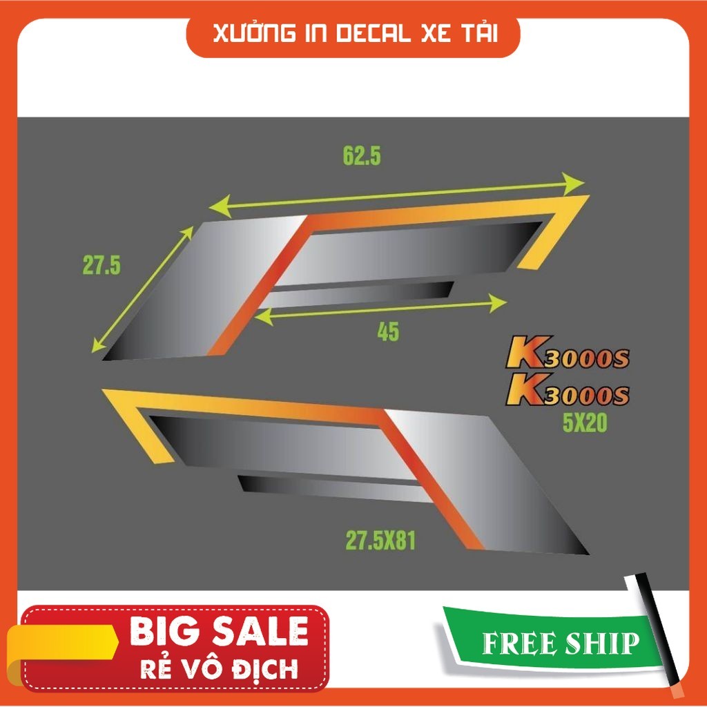 Bộ tem xe tải hãng xe KIA  k125, k165,k3000,k2700