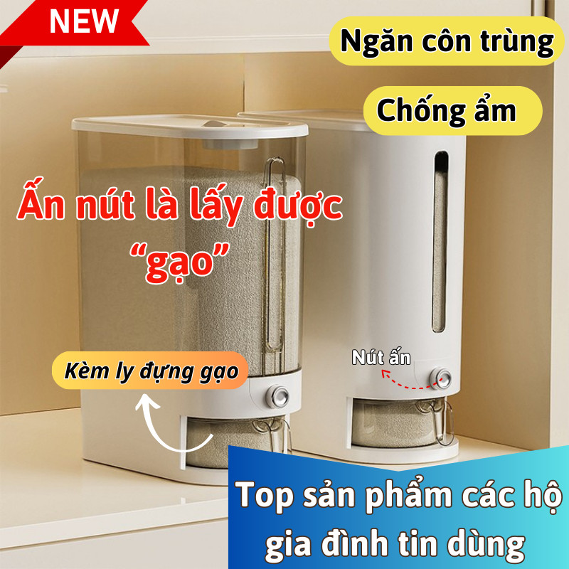 Thùng Gạo Joful Home 5kg 10kg – Hộp Đựng Gạo Thông Minh, Dễ Lấy, Không Mối Mọt