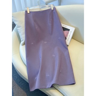 Chân váy chữ a màu tím cao cấp dáng thẳng dáng gầy 2025 cho nữ váy âu phục thiết kế mẫu mới 2025 xuân thu Váy ống đứng dáng gầy khí chất trang phục nữ