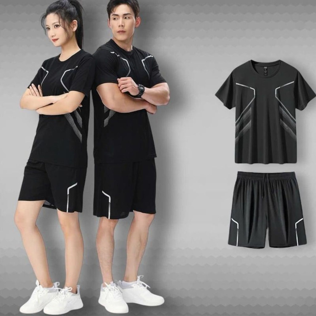 Set Quần Áo Thể Thao Nam Nữ Cotton Thái Cao Cấp, Thoáng Mát, Co Giãn, Thấm Hút Mồ Hôi, Form Chuẩn