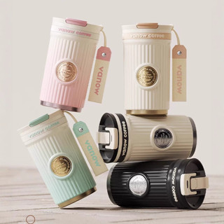  【LUCKY Vanow Cốc giữ nhiệt cà phê lót gốm inox 316 có ống hút cốc di động 500ml 