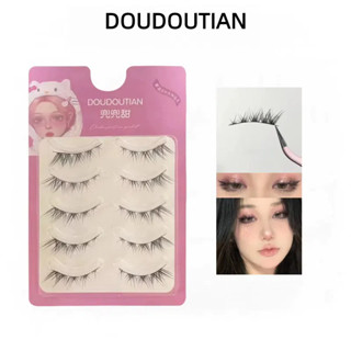 DOUDOUTIAN 40 Miếng Dung Tích Lớn Fox Series Diagonal Bay Lông Mi Giả Ánh Sáng Châu Âu Mỹ Đầu Mắt Kéo Dài Một Mảnh Dày Lông Mi Sách