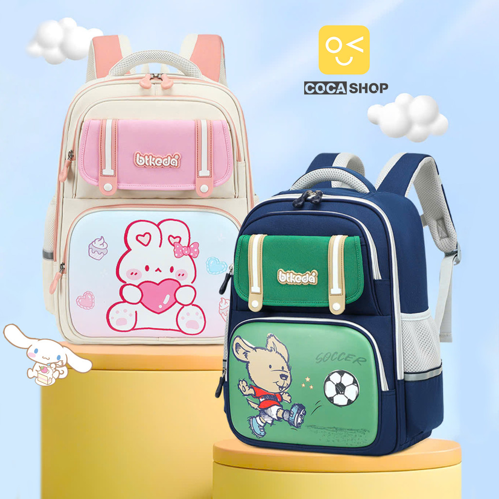 Balo học sinh cấp 1 form chống gù lưng cho bé đi học tiểu học vải oxford cao cấp chống nước BF18-265