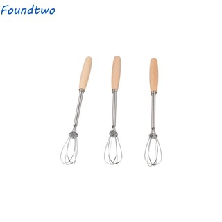 Máy đánh trứng bằng thép không gỉ FOUNDTWO, Tay cầm bằng gỗ Máy đánh trứng Mini hữu ích, Dụng cụ làm bánh ngọt Máy đánh trứng cầm tay đa năng cầm tay