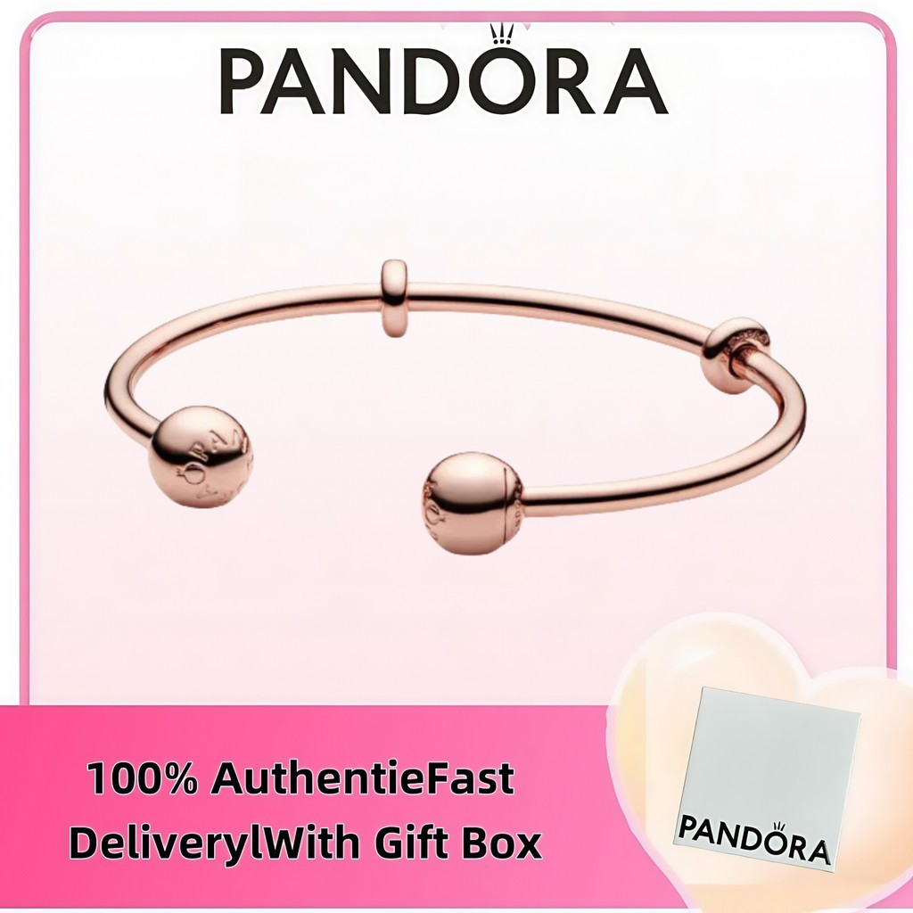 Miễn thuế 100% s925 trang sức bạc Pandora nhẫn trang sức Pandora Moments Open Bangle 586477