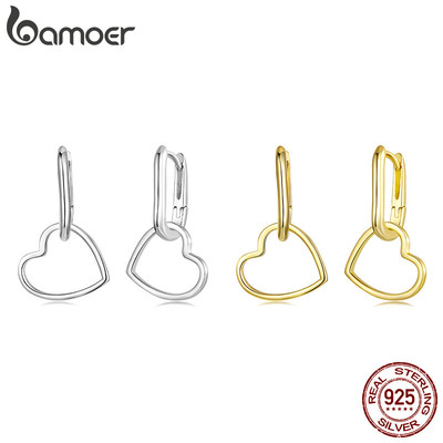 Bamoer Bạc 925 Bông Tai Thả Thiết Kế Trái Tim Trang Sức Quà Tặng Cho Nữ