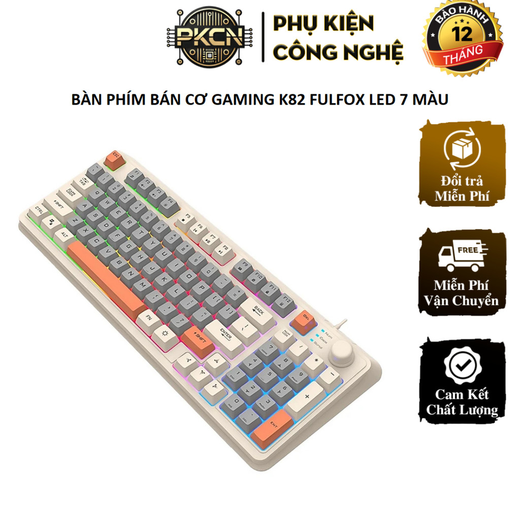 Bàn Phím Bán Cơ Gaming K82 FUNFOX LED - Led 7 Màu, Phím Cực Nhạy, Giá Cực Tốt