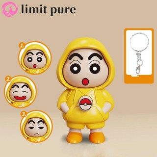 Limit PURE Crayon Shin-chan Búp bê thay đổi khuôn mặt, có móc khóa Nhựa Shin-chan Đồ chơi trang điểm mặt, Mô hình sưu tập Đồ thủ công DIY Phong cách Trung Quốc Đồ chơi thay đổi khuôn mặt Mini bé gái bé trai