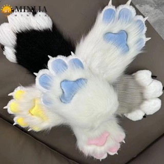  Minlia Găng Tay Chân Mèo Sang Trọng Găng Tay Trang Phục Hóa Trang Squeaky Kig Kawaii Hoạt Hình Ấm Áp Fursuit Kigurumi Cat Claw Mittens Đảng 