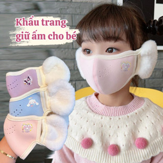 Khẩu Trang Trẻ Em Kèm Bịt Tai Giữ Ấm Mùa Đông, Khẩu Trang Cho Bé Chống Lạnh Chống Gió Thoáng Khí