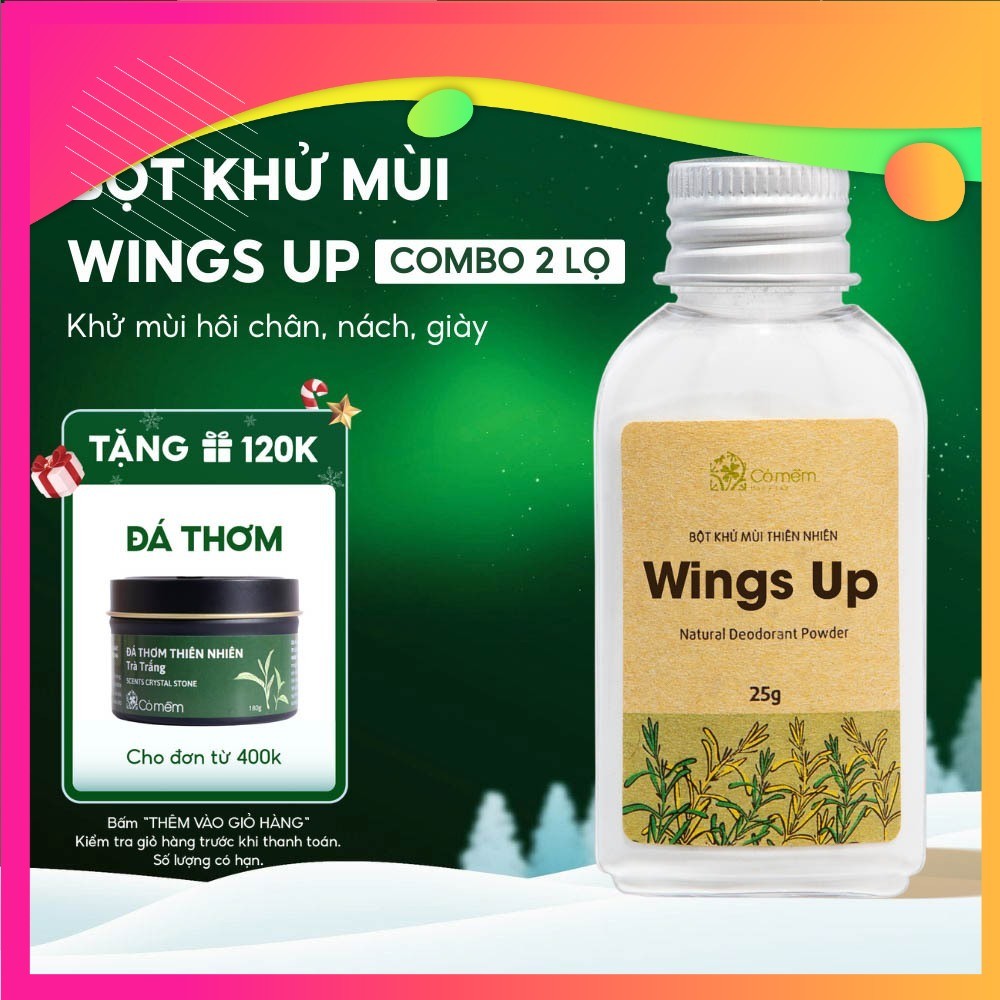 Combo 2 Bột Khử Mùi Wings Up Khử Mùi Hôi Chân Hôi Nách Giảm Tiết Mồ Hôi Hôi Cỏ Mềm 25g