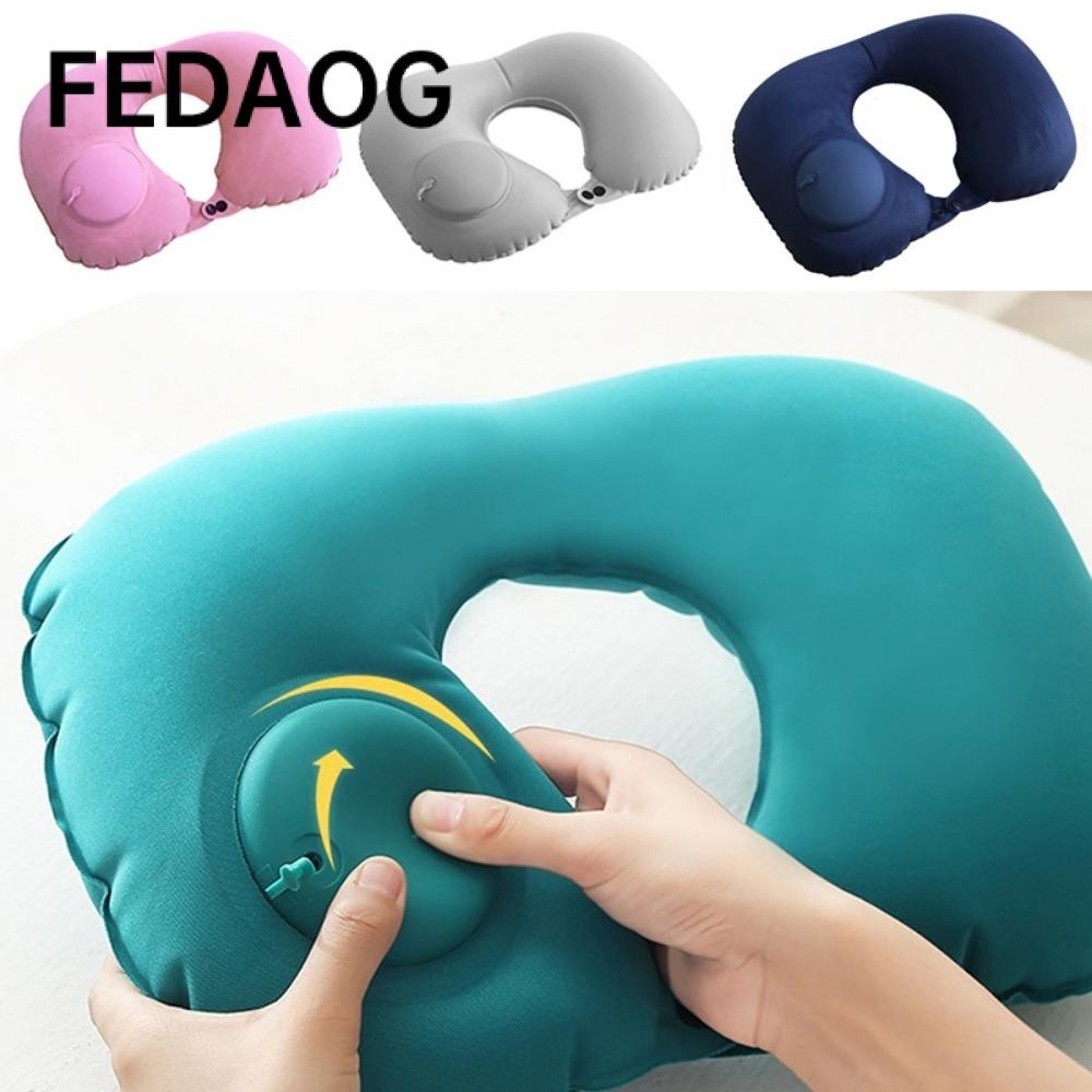 Gối du lịch FEDAOG, Gối cổ bơm hơi bơm hơi tự động siêu nhẹ, Bấm hình chữ U thoải mái để bơm hơi tựa