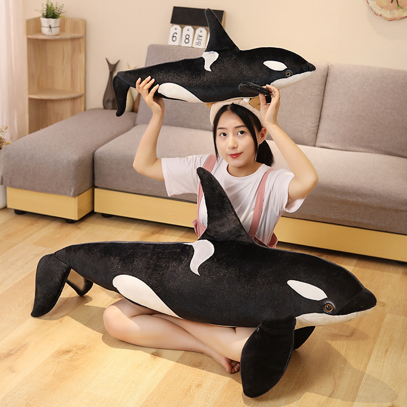 Cá voi sát thủ Đen đồ chơi sang trọng cá voi Thú nhồi bông động vật biển gối lớn quà tặng sinh nhật 