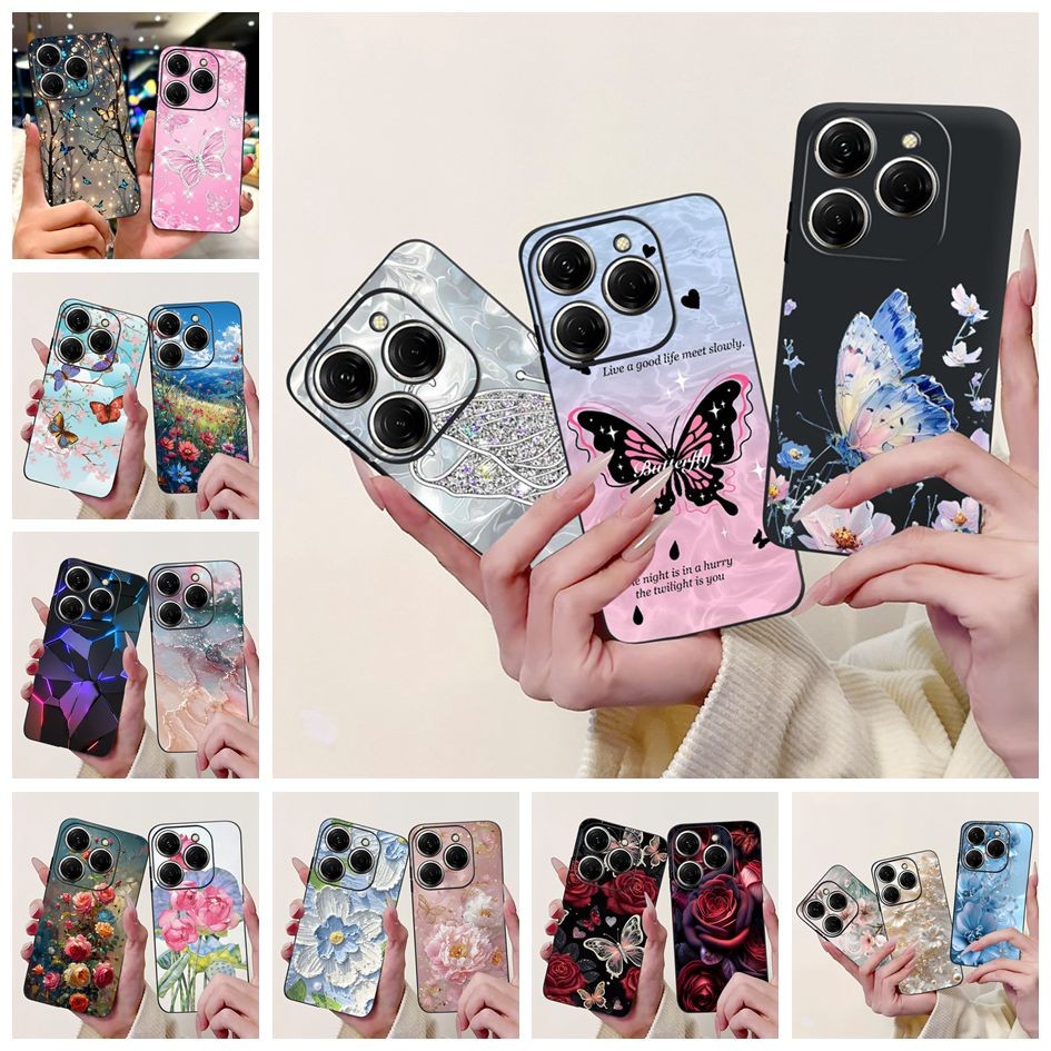 Dành Cho Tecno Spark 20 Pro KJ6 Ốp Lưng Spark 20 Pro Plus KJ7 Vỏ Silicon Thời Trang Hoa Bướm Vỏ Mềm 