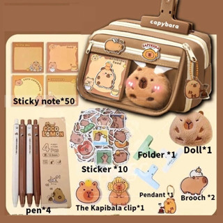  Túi đựng bút trong suốt Capybara - Dung tích lớn dễ thương chống nước tổ chức cho trường học văn phòng hoặc du lịch |   Túi đựng mỹ phẩm & văn phòng phẩm phong cách Nhật Bản-Hàn Quốc 