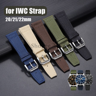 20mm 21mm 22mm Dây đeo đồng hồ bằng da Nylon cho dây đeo IWC Vải da bò Vòng tay bằng da cho PILOT Nữ Dây đeo cổ tay