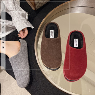 ICCLEK dép lông nữ Hàn Quốc Lấy Cảm Hứng Từ Thường Ngày Lười Slip On Lông Giả Lót Mở Mũi Mule Dép Có Nắp Sau SH24B004XO