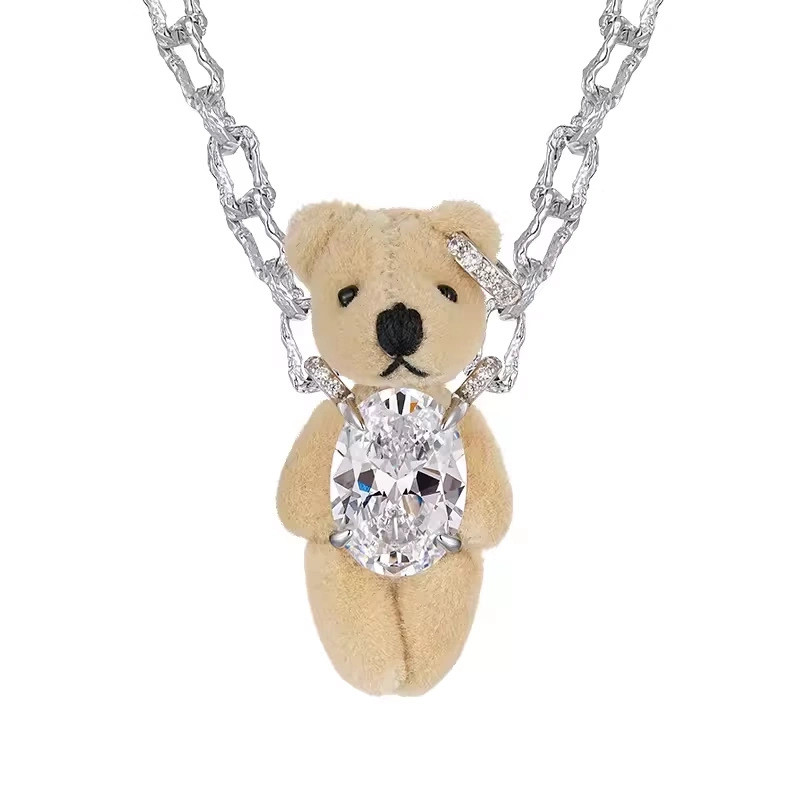 Quà tặng vòng cổ bạc Muppet hình gấu hồng