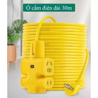Cuộn Dây Điện Dài 30M Kèm Ổ Cắm, Phích Cắm Đúc Chịu Lực Cao Đa Năng Dài 30M, Dây Cấp Nguồn 220V