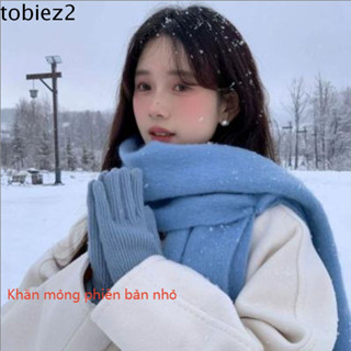 Khăn choàng Cashmere mùa đông TOBIEMI, Khăn tua rua len dài ngoài trời màu trơn, Khăn choàng Cashmere 
 chống gió phong cách Hàn Quốc hợp thời trang dành cho nữ