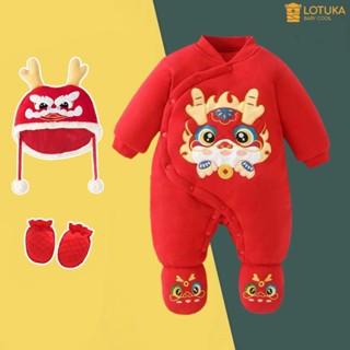 Body Tết Rồng Đỏ Liền Tất Nỉ Bông Mềm Ấm Áp Cho Bé, Bodysuit LOTUKA Bé Trai Bé Gái, Quần Áo Trẻ Em 3-12kg