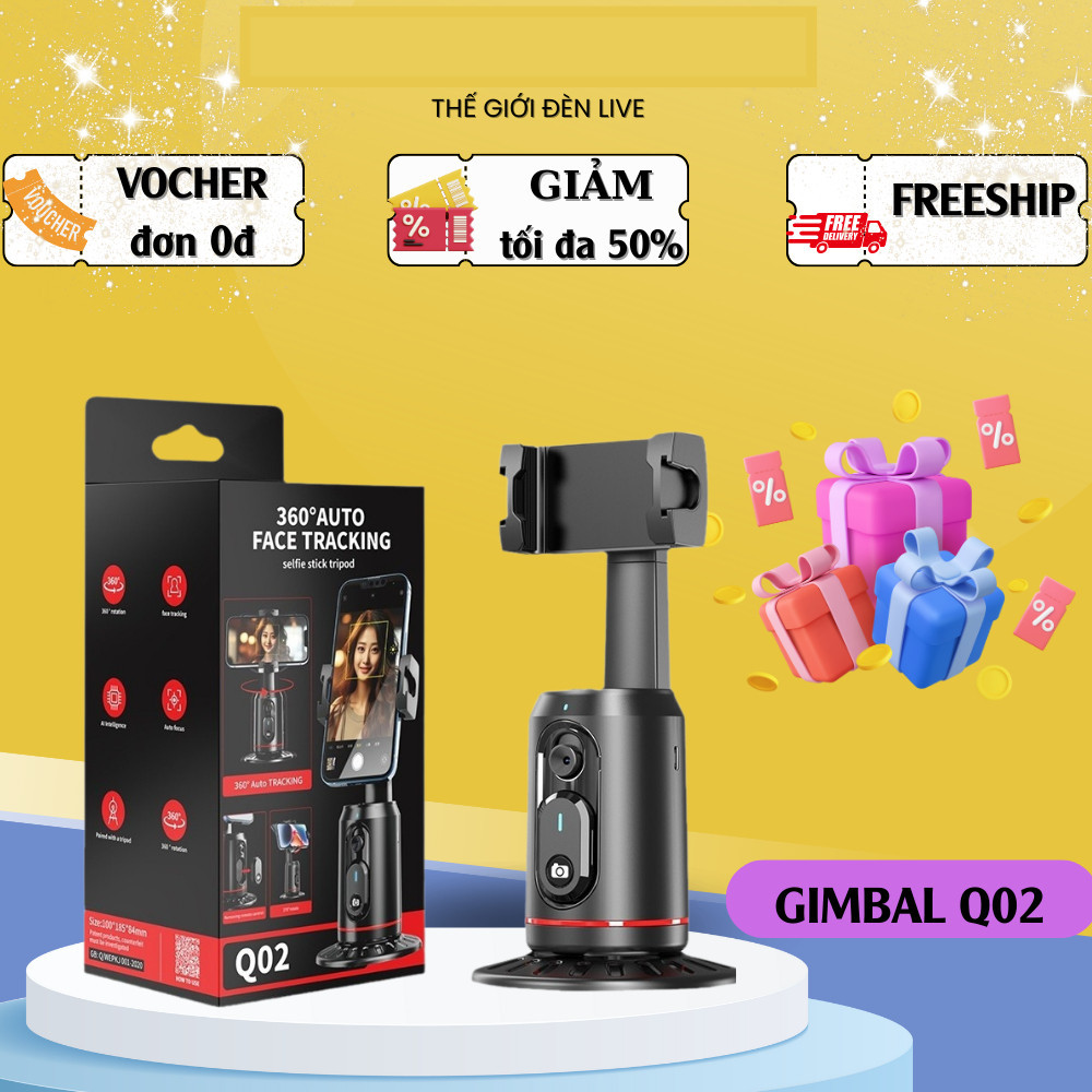 Gimbal AI Q02 - Giá đỡ điện thoại Gimbal nhận diện khuôn mặt AI hàng cao cấp xoay 360 độ - BH12