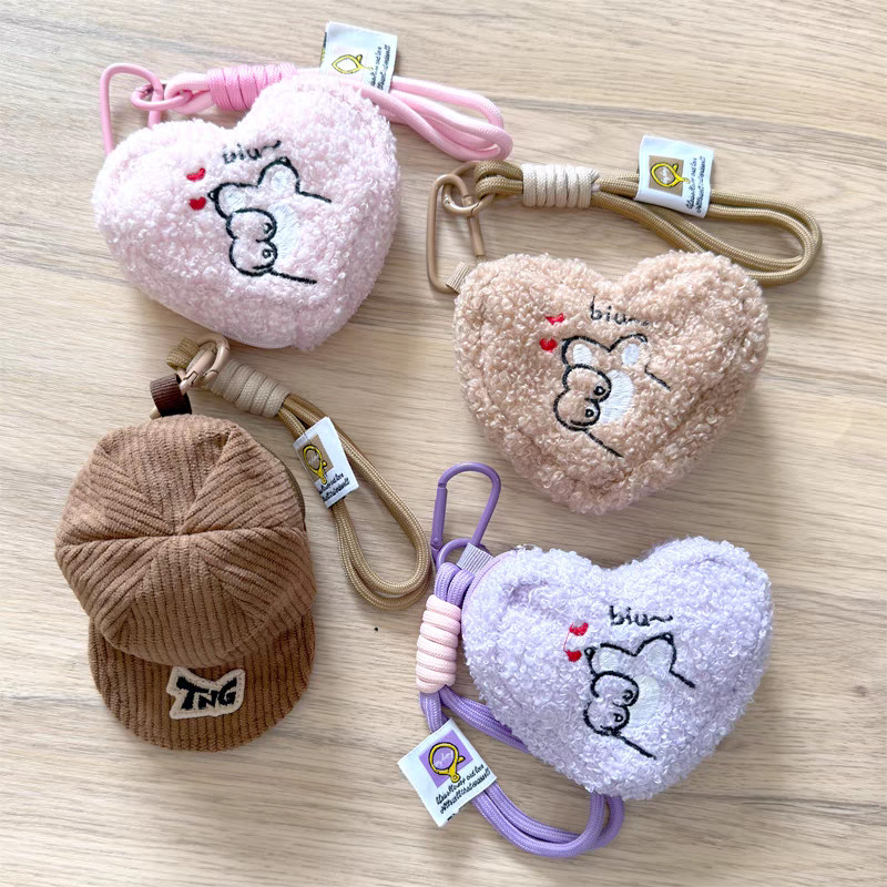 Mới Màu Hồng Sang Trọng Túi Tình Yêu Mặt Dây Chuyền Biu Emoticon Túi Bảo Quản Điện Thoại Di Động Dây