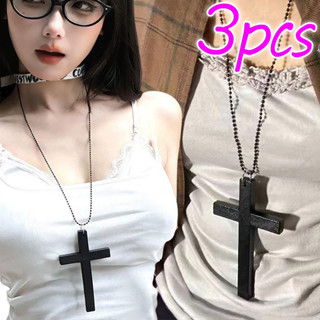 Vòng cổ chữ thập Hip Hop Gothic - Mặt dây chuyền chữ thập bằng gỗ cổ điển Y2K Dây chuyền dài cho những người yêu thích thời trang Punk