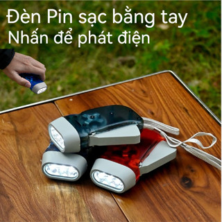Đèn Pin Sạc Bằng Tay Phát Điện Tự Động Khi Bóp- Bóng LED 3 Màu Đèn Pin Mini Siêu Sáng Tiện Lợi Mang Theo