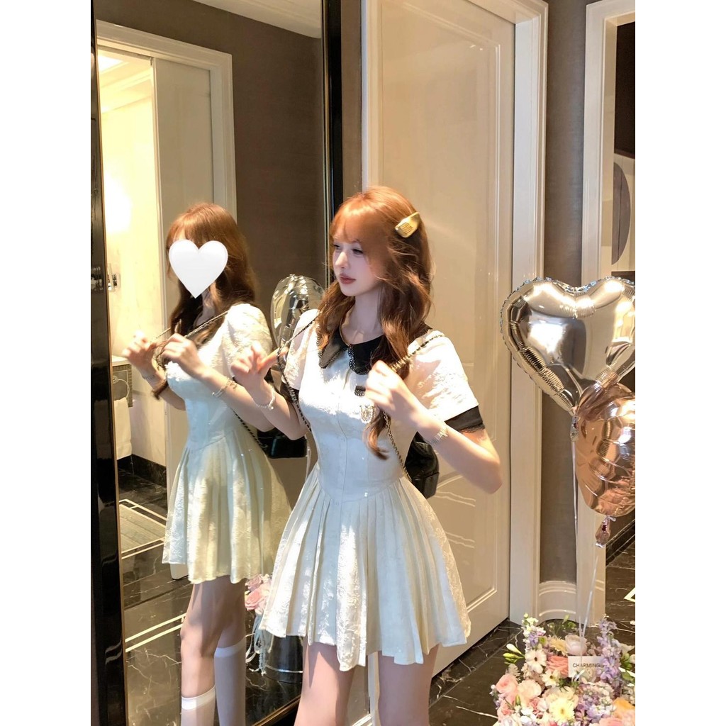 Váy Kết Cấu Jacquard Phong Cách Đại Học Hàng Tuần Belize Váy Công Chúa Mối Tình Đầu Ngọt Ngào Eo Ngắ