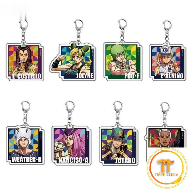 Móc khóa Women Men Arcylic Keychain Kujo Jotaro Kira Yoshikage Caesar Cosplay Keyring Jojos Bizarre 