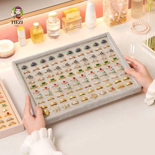 Tiezi Nhung Khay Trang Sức, Dây Chuyền Hộp Bảo Quản Trang Sức Bằng Gỗ, Hộp Đựng Chuyên Nghiệp Người Tổ Chức Dung Tích Lớn Nhẫn Bông Tai Đĩa Trang Sức Người Bán