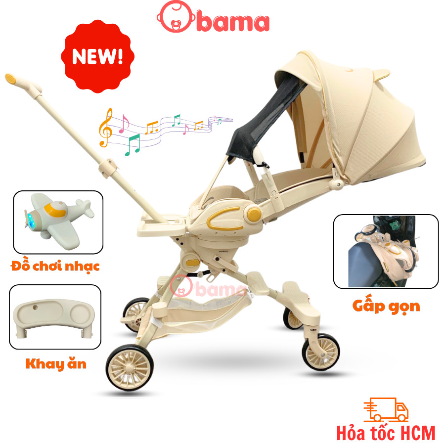 Xe đẩy gấp gọn cho bé K8 Xoay chiều, 3 tư thế, CÓ KHAY ĂN, ĐỒ CHƠI CÓ NHẠC, MANG ĐI XE MÁY xe đẩy M2
